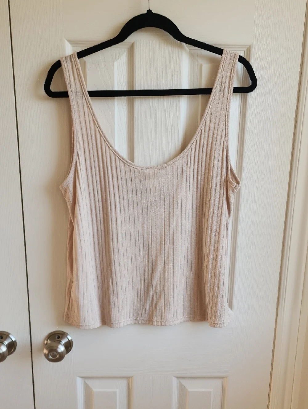 H&M Beige Ribbed Button-Front Tank Top XL - Picture 4 of 5